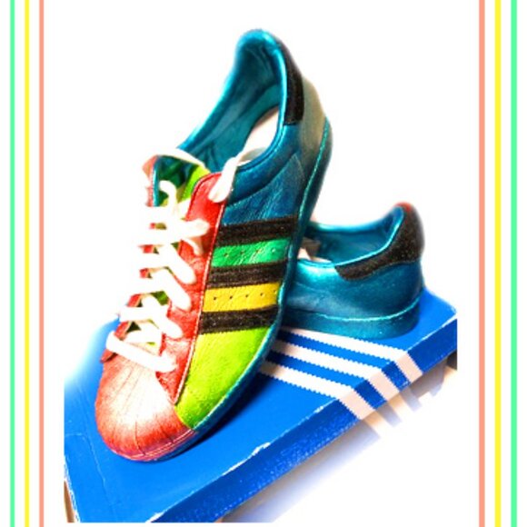 One Of A Kind Adidas Originals Leather Athletic Metallic Glitter Shoes/Sneakers main image 12